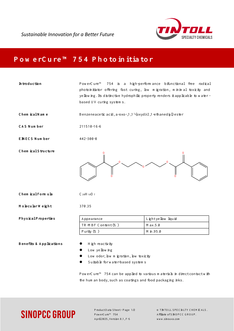 PowerCure™ 754 original TDS first-page preview