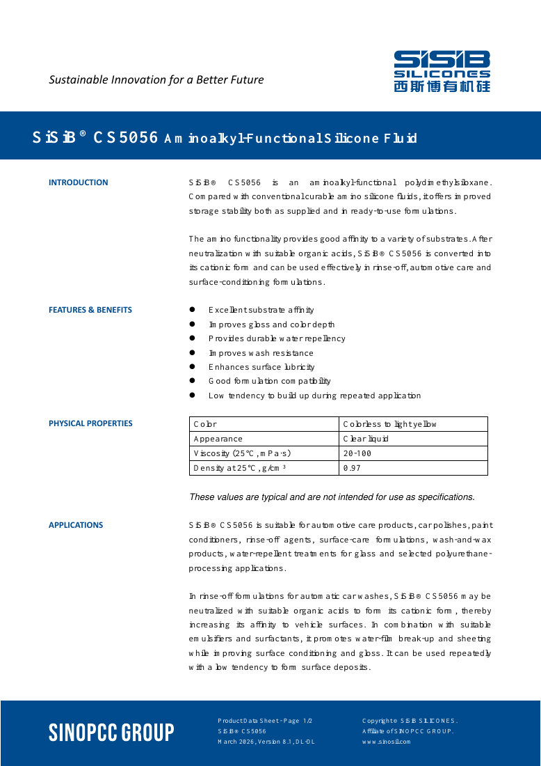SiSiB® CS5056 original TDS first-page preview